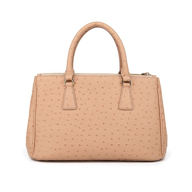 Prada Ostrich Leather Tote Bag 1801 in Bare Pink