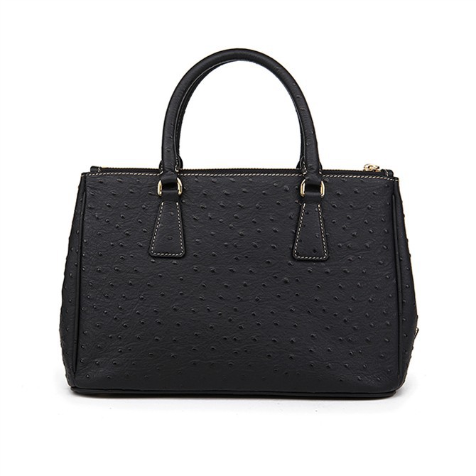 Prada Ostrich Leather Tote Bag 1801 in Black