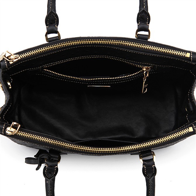 Prada Ostrich Leather Tote Bag 1801 in Black