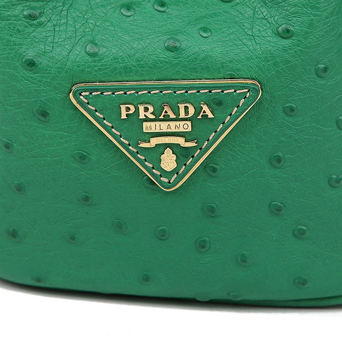 Prada Ostrich Leather Tote Bag 1801 in Grass Greet