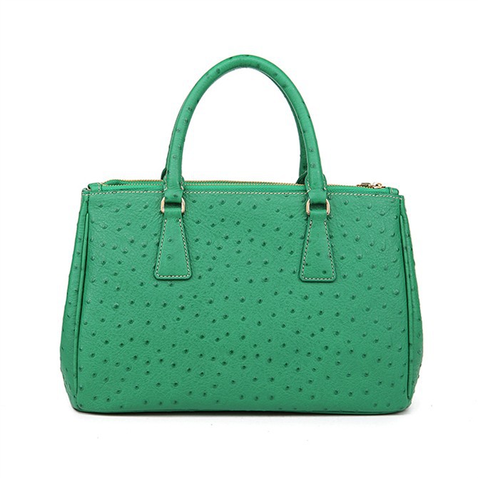 Prada Ostrich Leather Tote Bag 1801 in Grass Greet