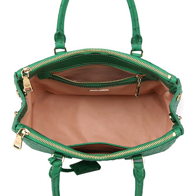 Prada Ostrich Leather Tote Bag 1801 in Grass Greet