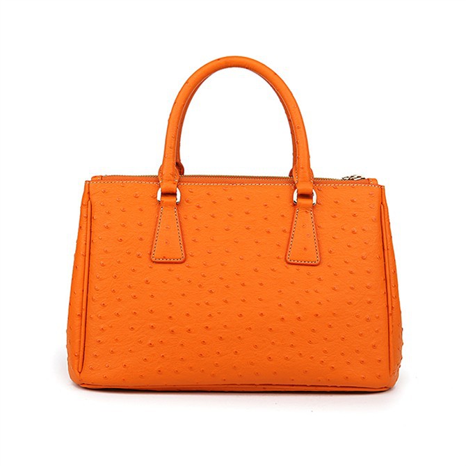 Prada Ostrich Leather Tote Bag 1801 in Orange