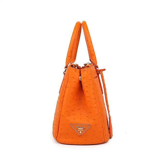 Prada Ostrich Leather Tote Bag 1801 in Orange