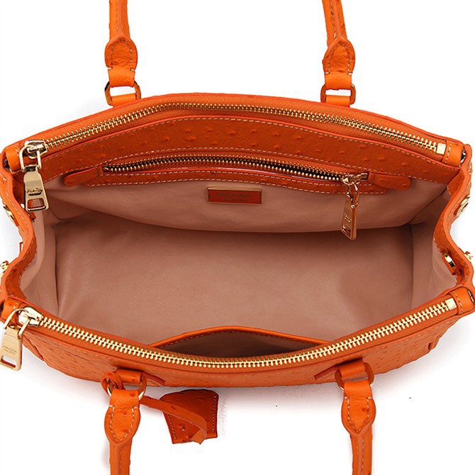 Prada Ostrich Leather Tote Bag 1801 in Orange