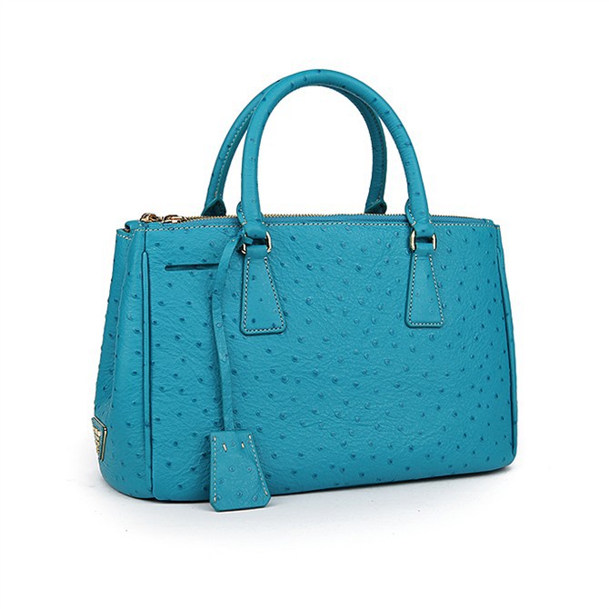 Prada Ostrich Leather Tote Bag 1801 in Skyblue