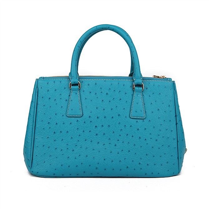 Prada Ostrich Leather Tote Bag 1801 in Skyblue