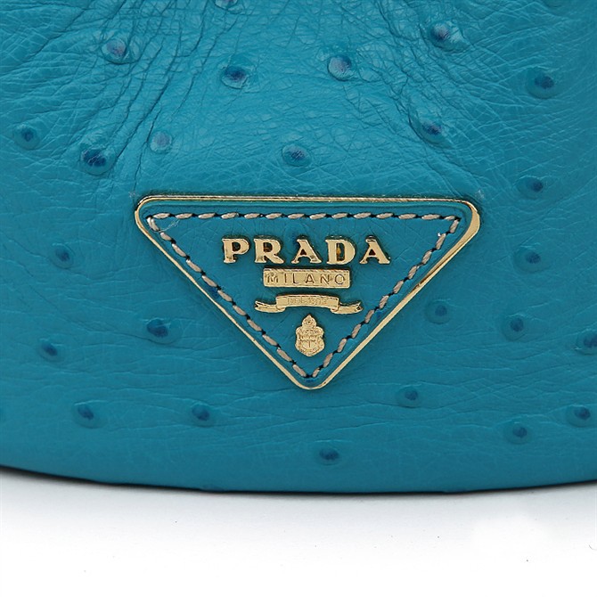 Prada Ostrich Leather Tote Bag 1801 in Skyblue