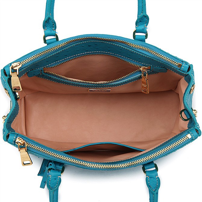 Prada Ostrich Leather Tote Bag 1801 in Skyblue