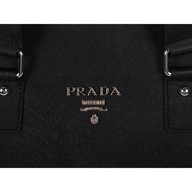 Prada Saffiano Calf Leather Briefcase 95512 in Black