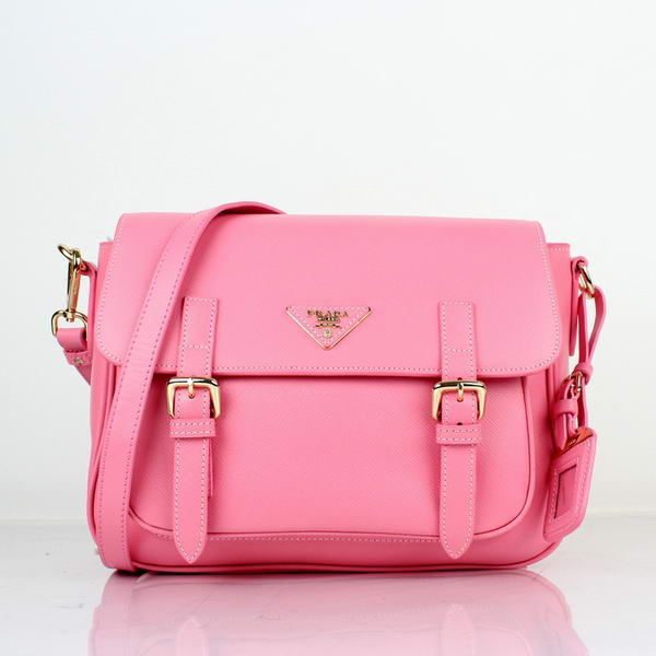 Prada Saffiano Calf Leather Flap Bag BT0904 Cherry pink