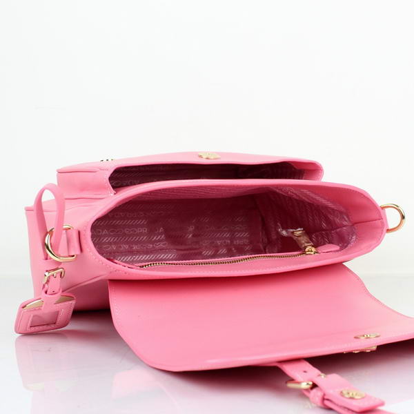 Prada Saffiano Calf Leather Flap Bag BT0904 Cherry pink