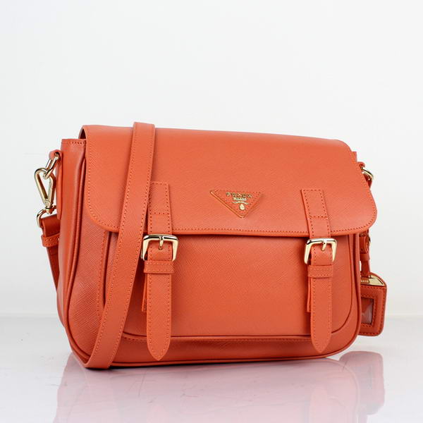 Prada Saffiano Calf Leather Flap Bag BT0904 Orange