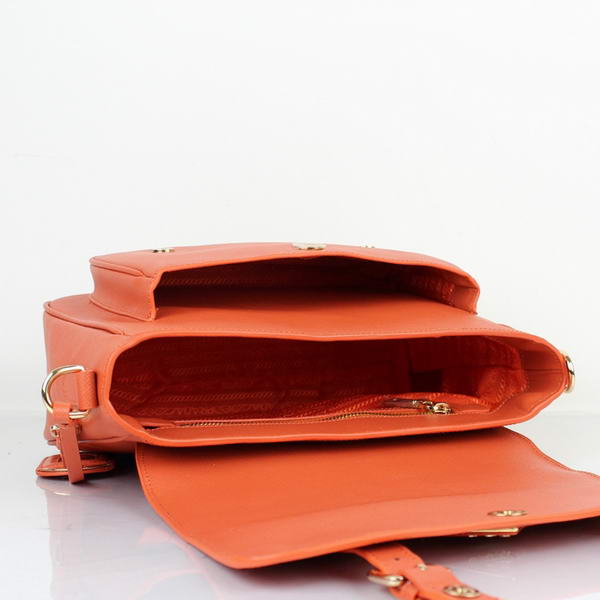 Prada Saffiano Calf Leather Flap Bag BT0904 Orange