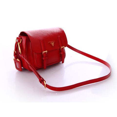 Prada Saffiano Calf Leather Flap Bag BT0904 in Flame