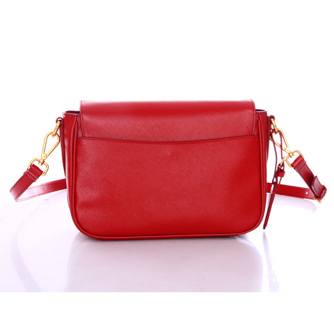 Prada Saffiano Calf Leather Flap Bag BT0904 in Flame