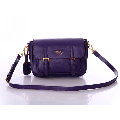 Prada Saffiano Calf Leather Flap Bag BT0904 in Purple