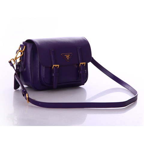 Prada Saffiano Calf Leather Flap Bag BT0904 in Purple