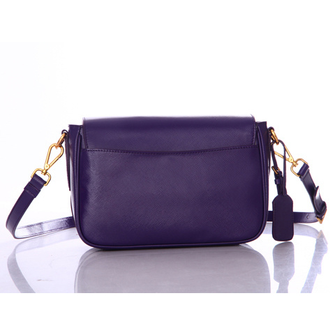 Prada Saffiano Calf Leather Flap Bag BT0904 in Purple