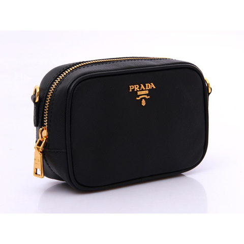 Prada Saffiano Calf Leather Pouch 1N1674 in Black