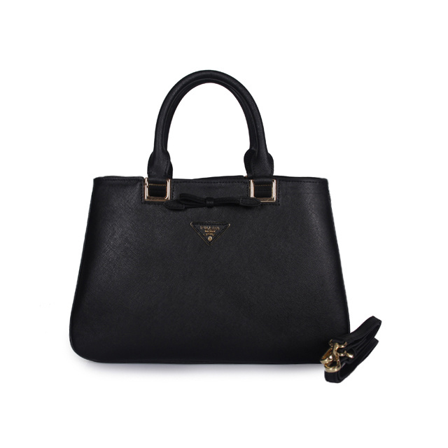 Prada Saffiano Calf Leather Tote Bag 2244 in Black