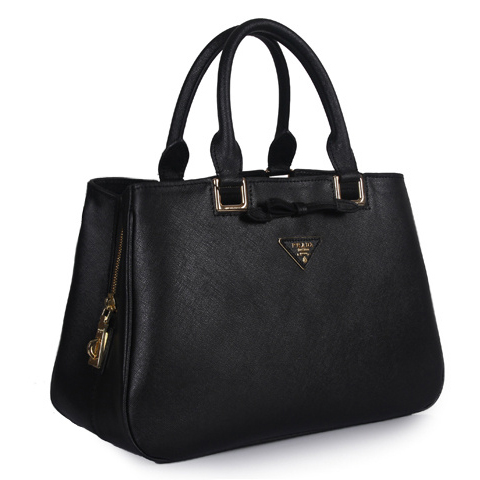 Prada Saffiano Calf Leather Tote Bag 2244 in Black