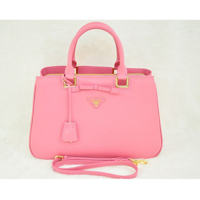 Prada Saffiano Calf Leather Tote Bag 2244 in Cherry pink