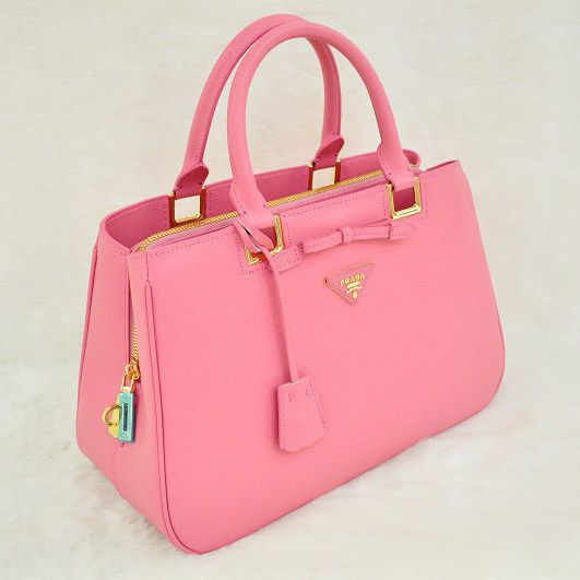 Prada Saffiano Calf Leather Tote Bag 2244 in Cherry pink