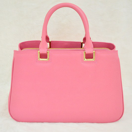 Prada Saffiano Calf Leather Tote Bag 2244 in Cherry pink