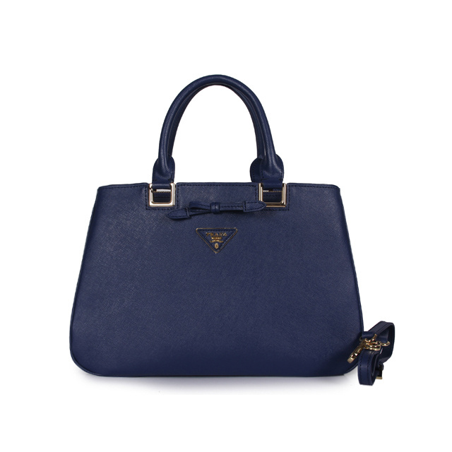 Prada Saffiano Calf Leather Tote Bag 2244 in Dark Blue