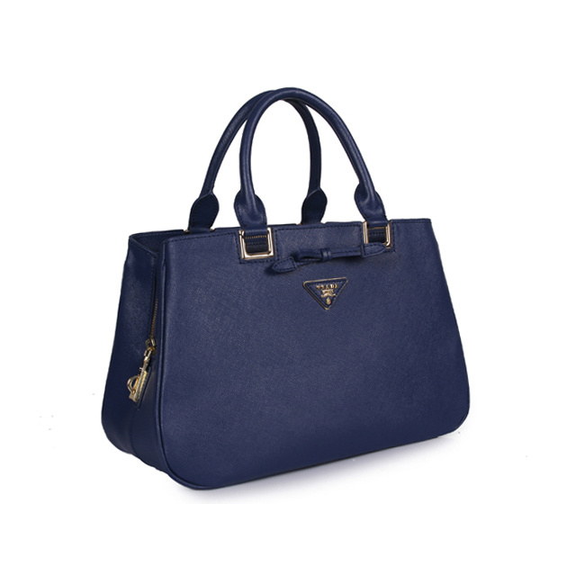 Prada Saffiano Calf Leather Tote Bag 2244 in Dark Blue