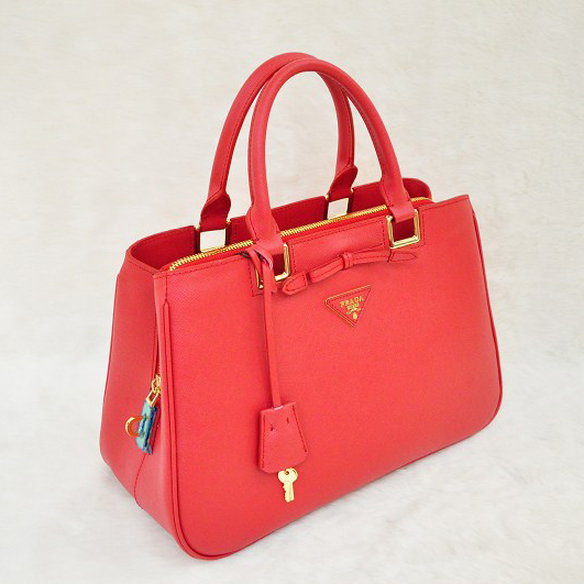 Prada Saffiano Calf Leather Tote Bag 2244 in Flame