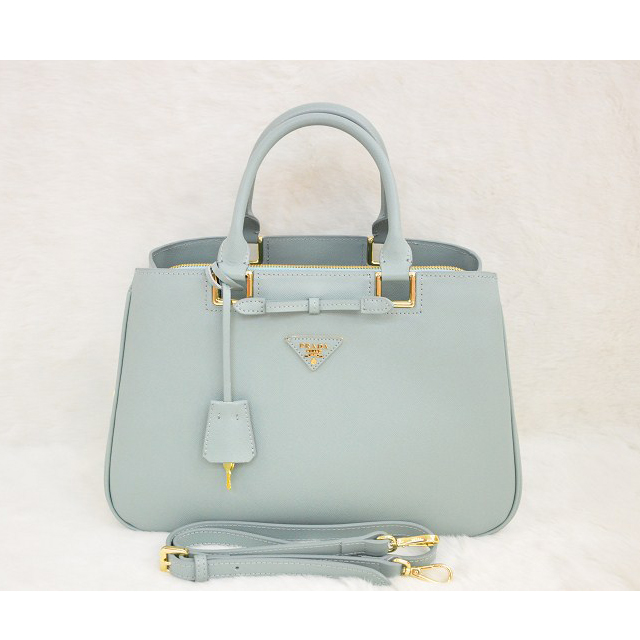 Prada Saffiano Calf Leather Tote Bag 2244 in Pink blue