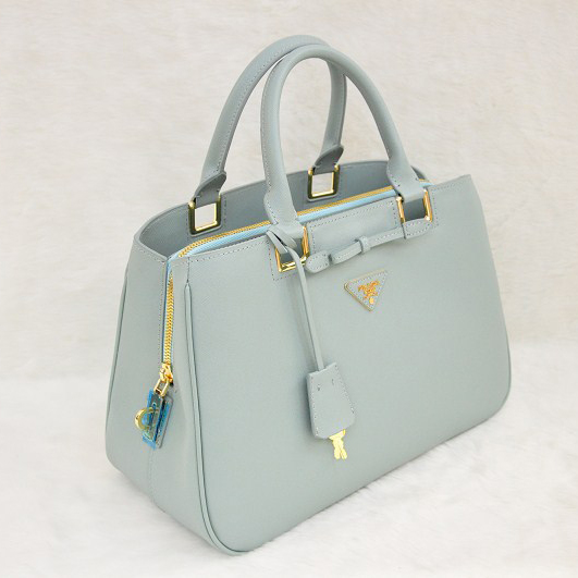 Prada Saffiano Calf Leather Tote Bag 2244 in Pink blue