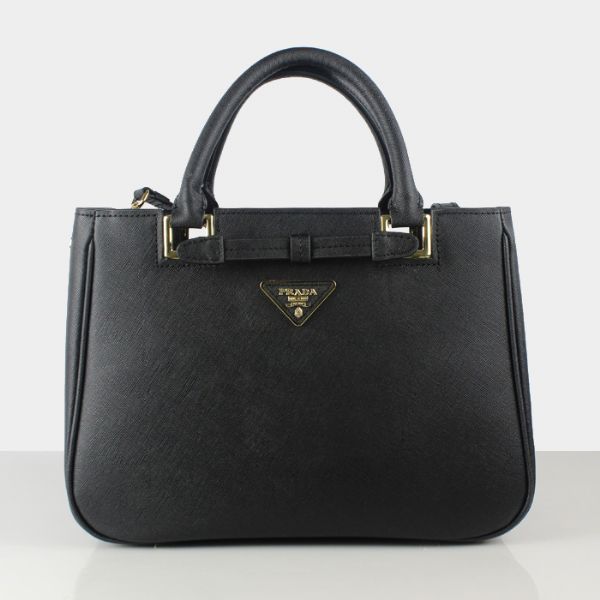 Prada Saffiano Calf Leather Tote Bag 2246 in Black