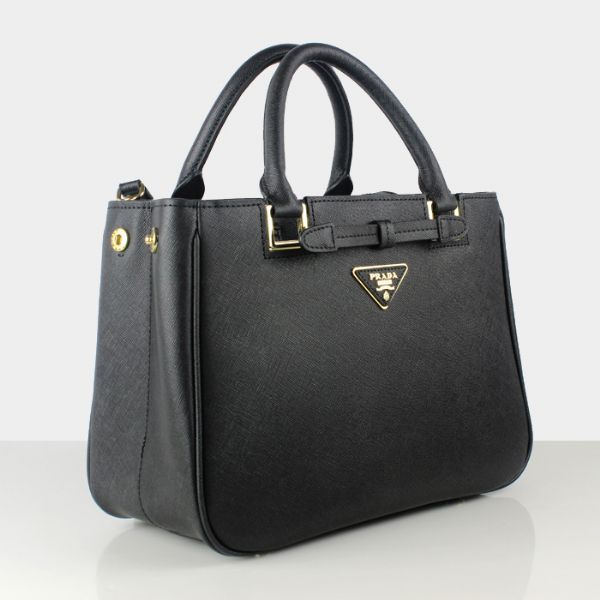 Prada Saffiano Calf Leather Tote Bag 2246 in Black