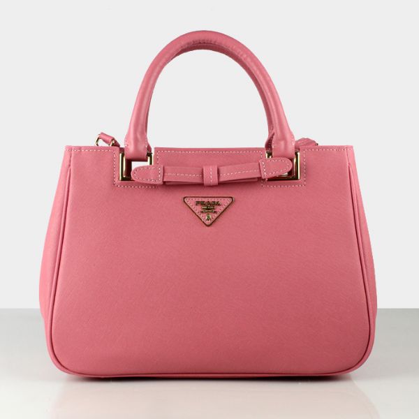 Prada Saffiano Calf Leather Tote Bag 2246 in Cherry pink