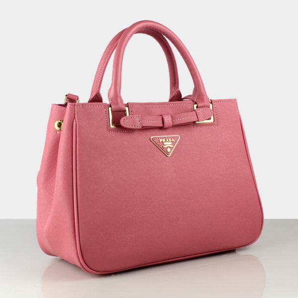 Prada Saffiano Calf Leather Tote Bag 2246 in Cherry pink