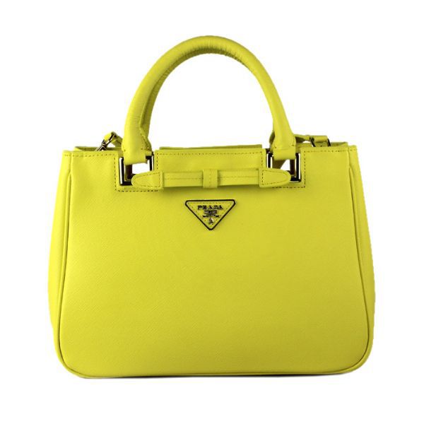 Prada Saffiano Calf Leather Tote Bag 2246 in Lemon