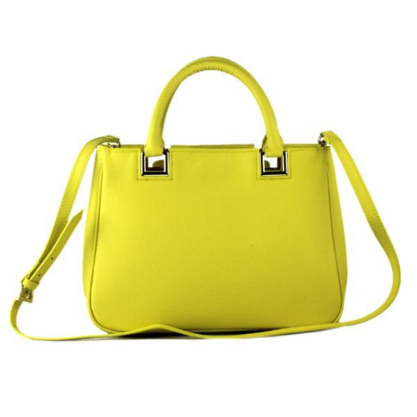 Prada Saffiano Calf Leather Tote Bag 2246 in Lemon