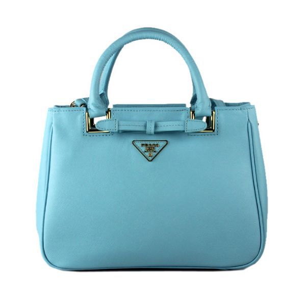 Prada Saffiano Calf Leather Tote Bag 2246 in Light blue