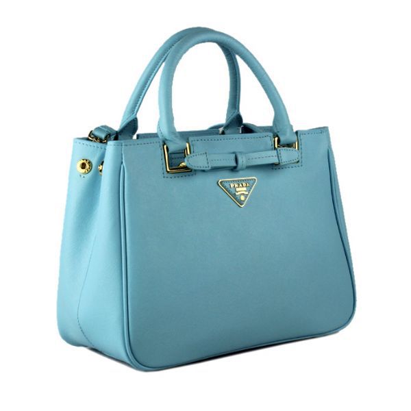 Prada Saffiano Calf Leather Tote Bag 2246 in Light blue