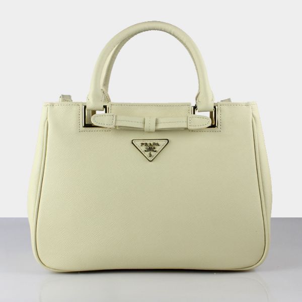 Prada Saffiano Calf Leather Tote Bag 2246 in Off-white