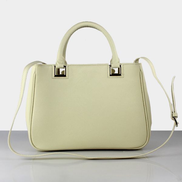 Prada Saffiano Calf Leather Tote Bag 2246 in Off-white