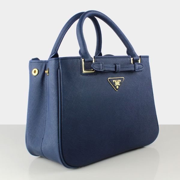 Prada Saffiano Calf Leather Tote Bag 2246 in Royal blue