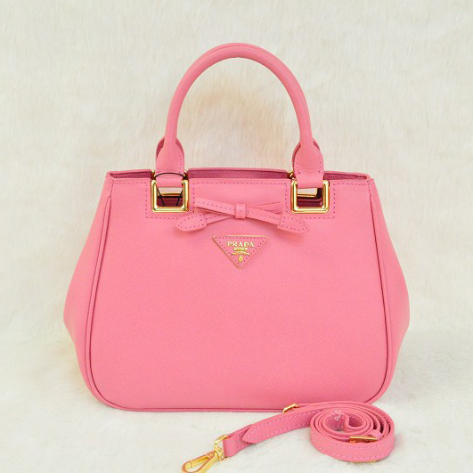 Prada Saffiano Calf Leather Tote Bag BN2245 in Cherry pink