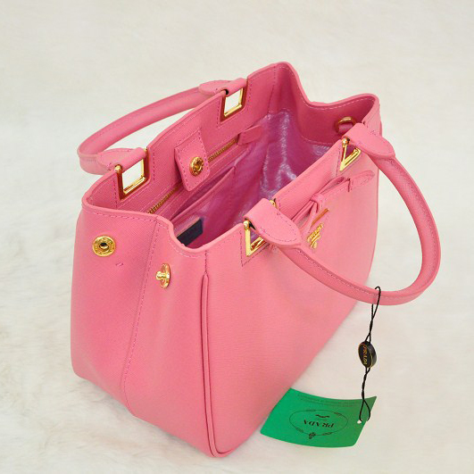 Prada Saffiano Calf Leather Tote Bag BN2245 in Cherry pink