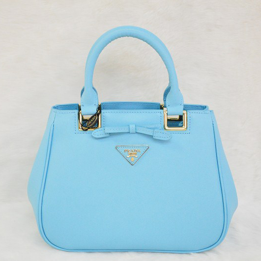 Prada Saffiano Calf Leather Tote Bag BN2245 in Lake Blue