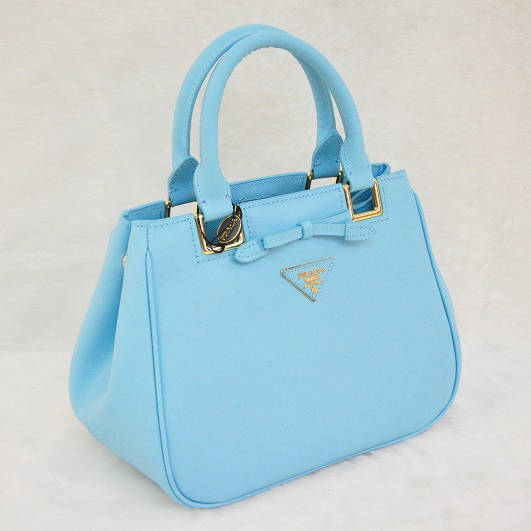 Prada Saffiano Calf Leather Tote Bag BN2245 in Lake Blue