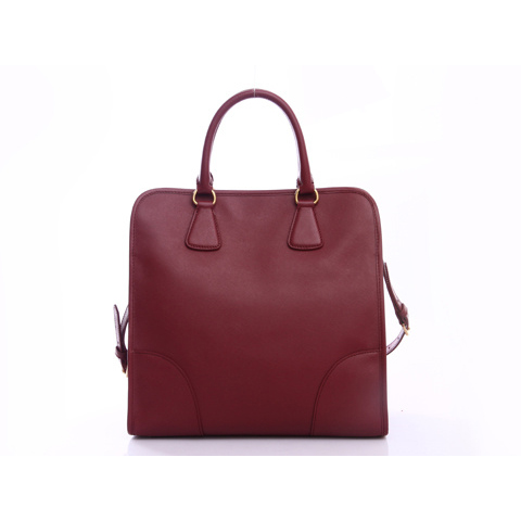 Prada Saffiano Calf Leather Tote Bag BN2254 in Claret